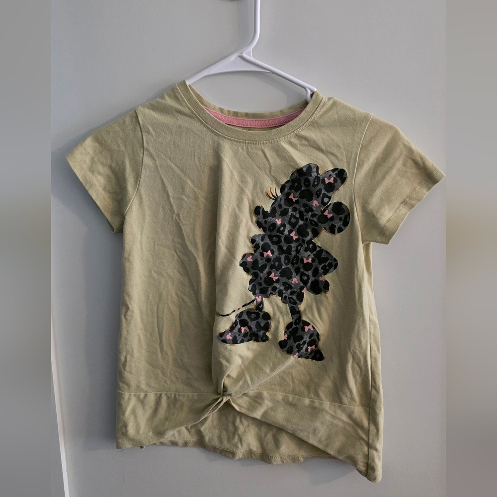 Disney Minnie Mouse Girl's T-Shirt featuring a leopard print silhouette design.